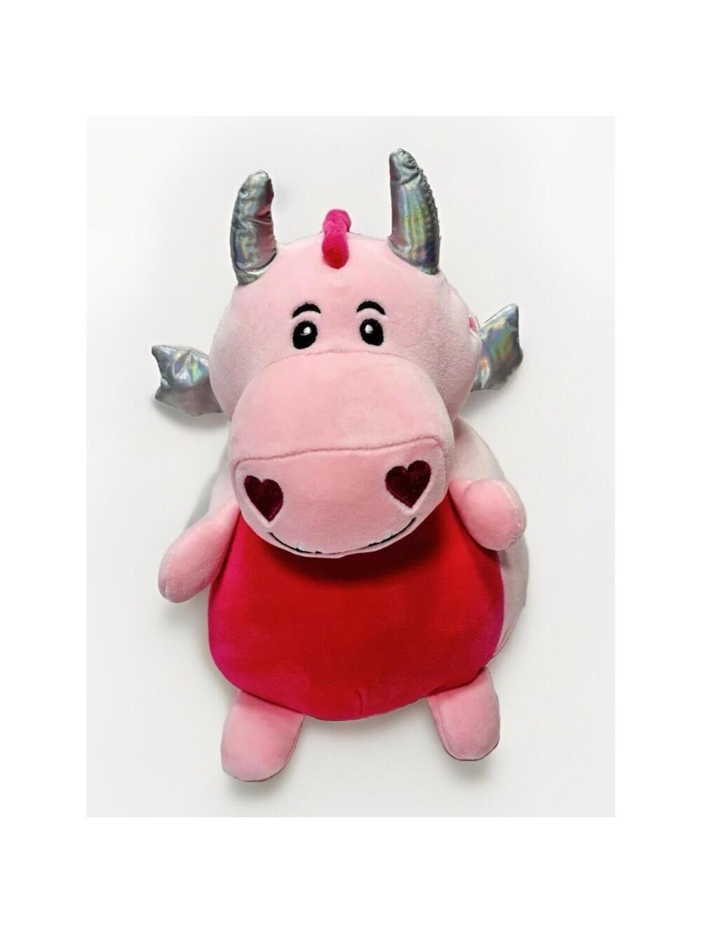 Animal Adventure Pink & Red Plush Dragon – Super Soft Cuddly Hearts Stuffed Toy